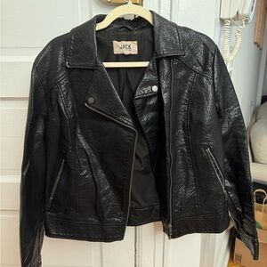 Jack by BB Dakota Black Leather Jacket Asymmetrical Zipper
